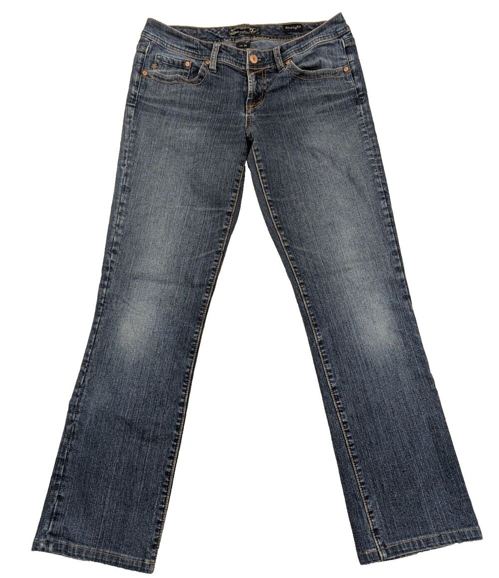 Seven7 Womens Jeans Straight Leg 29x28 Denim Embroidered Back Pockets